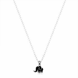 925 ezüst nyakék - fényes nyaklánc, elefánt fekete fénymázzal kép