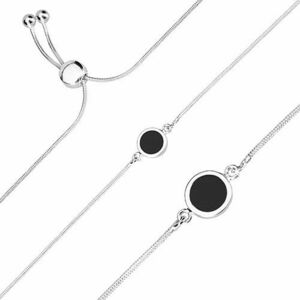 925 ezüst karkötő - kígyómintás lánc, fekete közepű kör kép