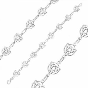 Karkötő 925 ezüstből - háromágú kelta csomók karikában, egyszerű láncszemek kép