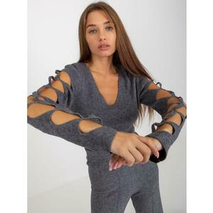 Női V-nyakú pulóver TILLY sötétszürke kép