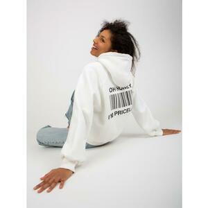 Női kapucnis pulóver nyomtatással a hátán és a kapucni NETTA fehér kép