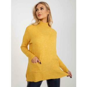 Női oversize pulóver zsebekkel RIVERA sárga kép