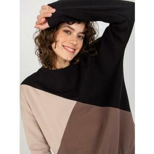 Női kerek nyakú pulóver LINA fekete és barna színben kép