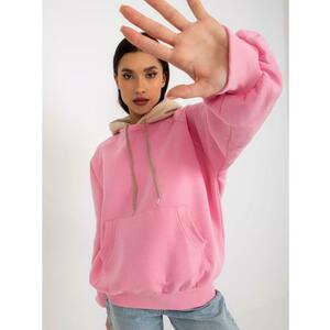 Női alap kapucnis pulóver BEKKI rózsaszín-bézs kép