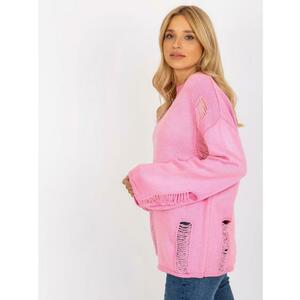 Női oversize pulóver lyukakkal ETTA rózsaszín kép