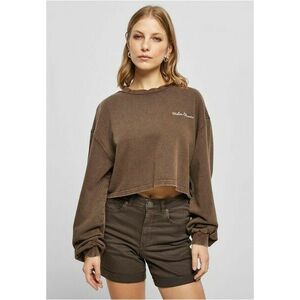 Urban Classics Ladies Cropped Small Embroidery Terry Crewneck brown kép
