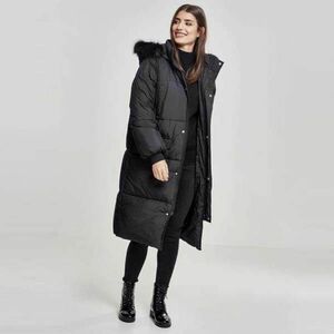 Urban Classics Ladies Oversize Faux Fur Puffer Coat blk/blk kép