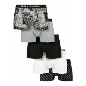 Urban Classics Organic Boxer Shorts 5-Pack bndn gry+gry+blk+wht+scrpt blk kép