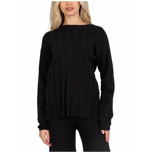 fekete női világos pulóver csíkokkal kép