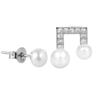 JwL Luxury Pearls JwL Luxury Pearls Aszimmetrikus gyöngy fülbevaló cirkónium kövekkel JL0415 kép