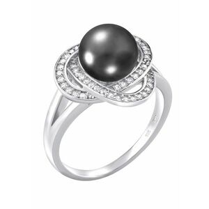 Silvego Silvego Laguna ezüst gyűrű valódi természetes fekete gyönggyel LPS0044B 50 mm kép