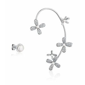 JwL Luxury Pearls JwL Luxury Pearls Luxus ezüst aszimmetrikus fülbevaló gyöngyökkel és cirkónium kővel - bal füllyukba JL0778 kép