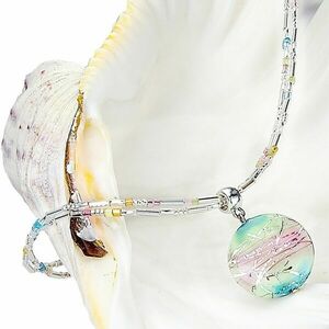 Lampglas Lampglas Gyengéd női nyaklánc Sweet Childhood - Lampglas gyönggyel és tiszta ezüsttel NP22 kép