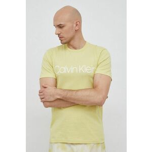 Calvin Klein pamut póló Sárga, nyomott mintás kép