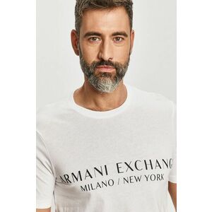 Armani Exchange t-shirt fehér, férfi, nyomott mintás kép