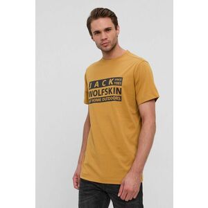 Jack Wolfskin t-shirt sárga, férfi, nyomott mintás kép