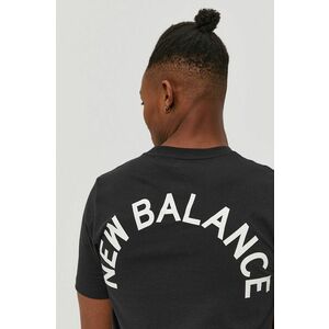 New Balance t-shirt MT11985BK fekete, férfi, nyomott mintás kép