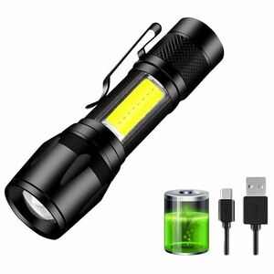 Mini LED elemlámpa USB töltővel-Fekete KP25693 kép