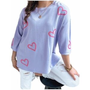 Édes szívű lila pulóver kép
