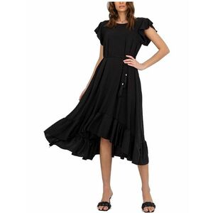fekete bő midi ruha fodrokkal kép