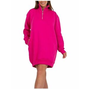 Sötét rózsaszín oversize pulóver ruha kép