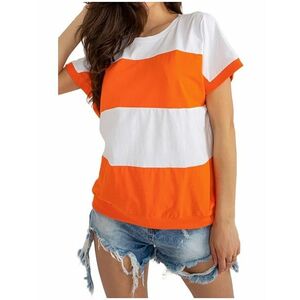 Narancs-fehér monokróm csíkos póló kép