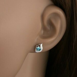 Bedugós fülbevaló 925 ezüstből, csillogó könnycsepp kék cirkóniával kép