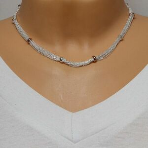 925 Ezüst nyaklánc - ezüst és rózsa-arany gyöngyökkel összekapcsolt láncok kép