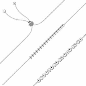 925 ezüst karkötő - négyszögletes láncszemekből álló lánc, tükörfényesre polírozott sima gyöngyökkel kép