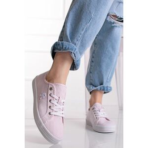 Világos rózsaszín alacsony szárú tornacipő Essential Sneaker In Seersucker kép