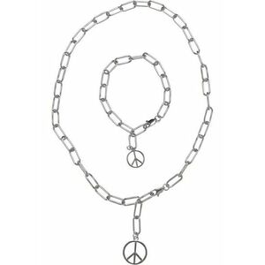 Urban Classics Y Chain Peace Pendant Necklace And Bracelet silver kép