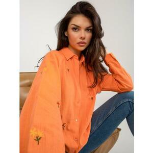 Női oversize galléros póló TICHA narancssárga kép
