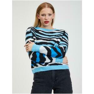 Fekete és kék női mintás pulóver kép