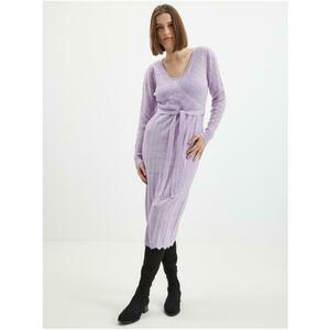 Világos lila női gyapjúkeverék pulóver midi ruha kép