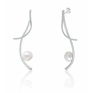 JwL Luxury Pearls JwL Luxury Pearls Hosszú ezüst fülbevalók valódi barokk gyöngyökkel és cirkónium kövekkel JL0681 kép