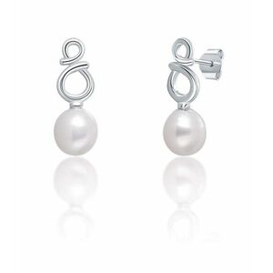 JwL Luxury Pearls JwL Luxury Pearls Gyengéd ezüst fülbevaló valódi fehér gyöngyökkel JL0683 kép