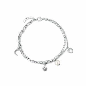 JwL Luxury Pearls JwL Luxury Pearls Dupla ezüst karkötő medálokkal és valódi gyöngyökkel JL0802 kép