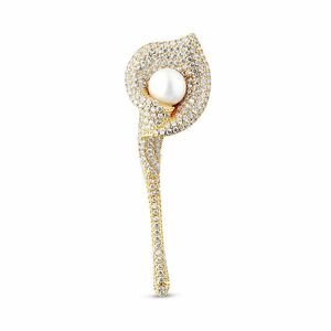 JwL Luxury Pearls JwL Luxury Pearls Csillogó aranyozott bross 2 az 1-ben Kála virág JL0815 kép