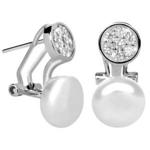 JwL Luxury Pearls JwL Luxury Pearls Ezüst fülbevaló igazgyönggyel és cirkónia kővel JL0393 kép