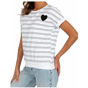 Fehér-fekete csíkos szívecskés póló kép