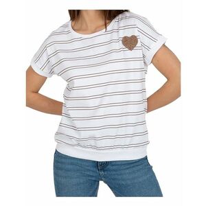 Fehér és barna csíkos szívecskés póló kép