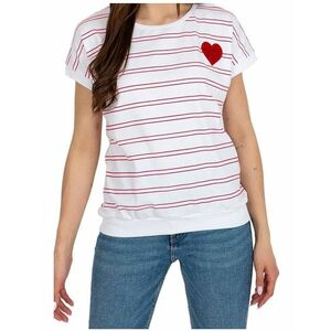Fehér-piros csíkos szívecskés póló kép