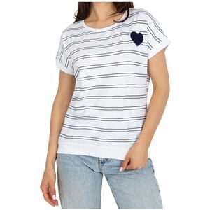 Fehér és kék csíkos szívecskés póló kép