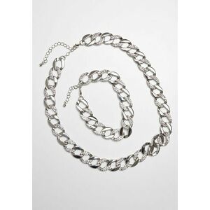 Urban Classics Basic Diamond Necklace And Bracelet Set silver kép