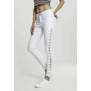 Urban Classics Ladies Denim Lace Up Skinny Pants white kép