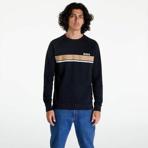 Hugo Boss Cotton-Terry Loungewear Sweatshirt with Logo and Stripes Black kép