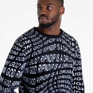 RIPNDIP Drug From God Knit Mohair Sweater Black kép