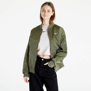 Nike Sportswear Women's Varsity Bomber Jacket Medium Olive/ Safety Orange/ White kép