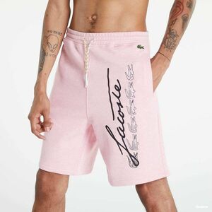 LACOSTE Signature Print Fleece Shorts Pink kép