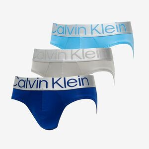 Calvin Klein Microfiber Hip Brief Trunk 3 Pack Mid Blue/ Signature Blue/ Clay Gry kép